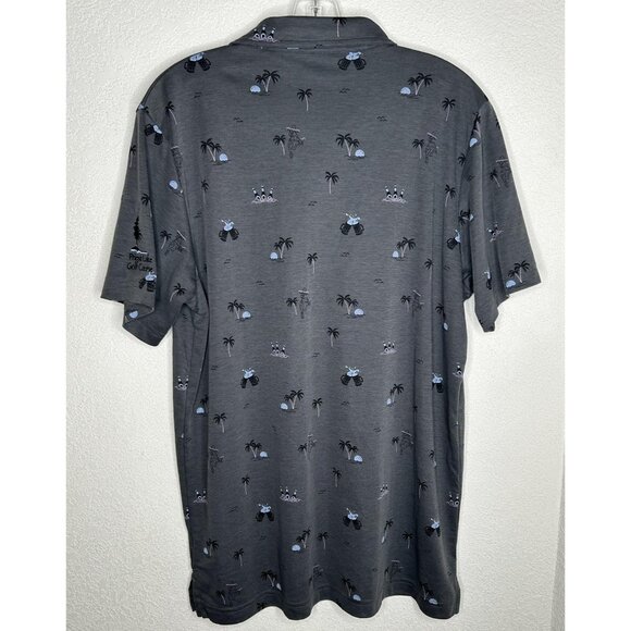 Travis Mathew Polo Shirt Mens Large Gray Priest Lake Golf Course Beer Palm Print - Picture 3 of 15